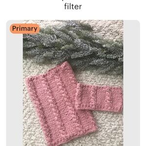 New Women’s Hand Knit Pink Neck Warmer / Snood and Headband Set